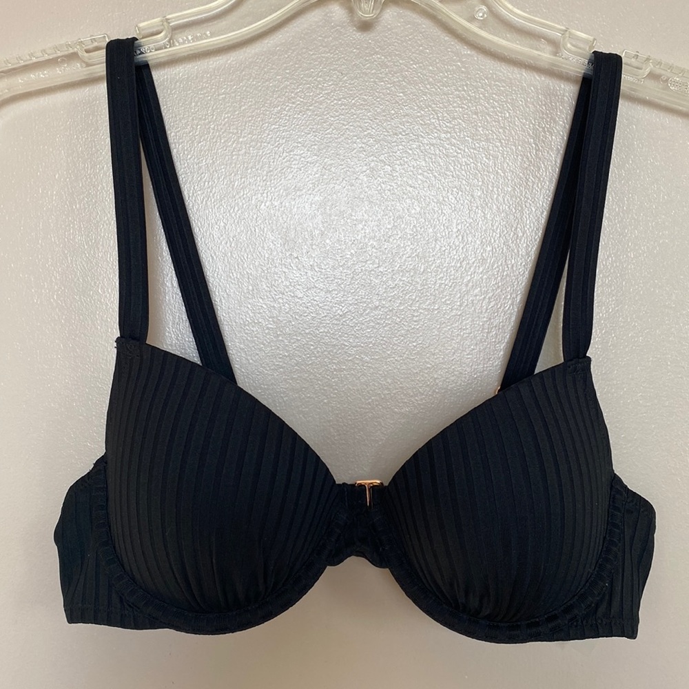 Black Ribbed Bikini Top